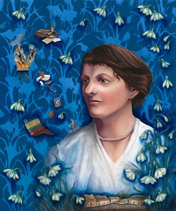Georgina Frost, one of several Portrait paintings of Women who lived during Irelands' War of Independence and Civil War. Educational resource by artist Marie Connole